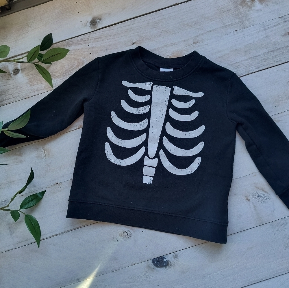 Circo Toddler Boys Skeleton Halloween Sweatshirt Pullover Black White Size 3T